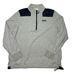 VINEYARD VINES Shep Shirt Womens XL Gray 1/4 Zip Pullover Thumbholes Logo